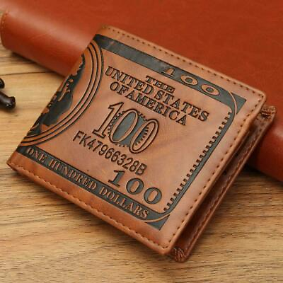 #ad Mens Leather Wallet Bill Money Billfold US 100 Dollar Safe Purse Bifold US FAST $6.89