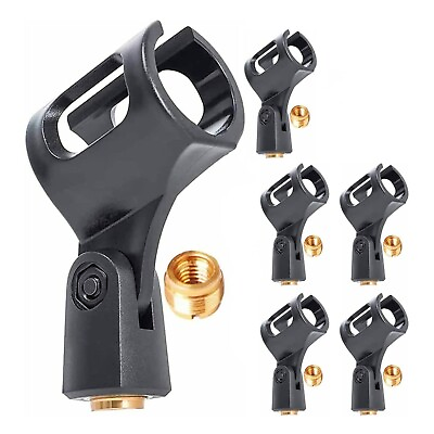 #ad 6 Pcs Black Universal Nut Adapter Microphone Clip Clamp Holder For All Mic stand