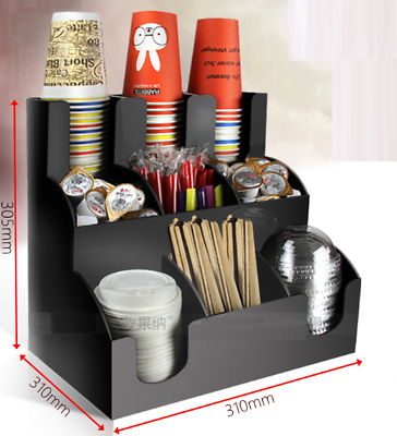 #ad New Cup amp; Lid Dispenser Organizer Coffee Condiment Holder Caddy Cup Rack by DHL $92.38