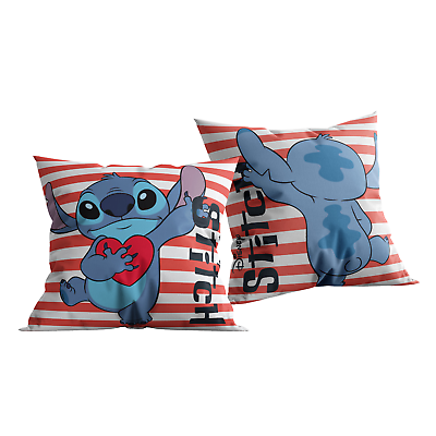 #ad Lilo And Stitch Cushion Square Filled Kids Sofa Pillow Disney Stripes Heart $22.07