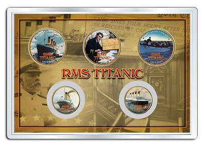 #ad RMS TITANIC *100th Anniversary* Legal Tender 24K Gold Plated U.S Mint 5 Coin Set