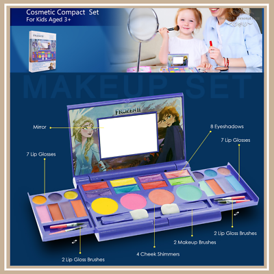 #ad Portable Makeup Beauty Kit Box Set Disney Frozen Elsa Anna Girls Kids Toddler