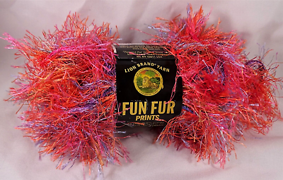 #ad Lion Brand Yarn Fun Fur Prints Mango Novelty Eye Lash Knitting Crochet