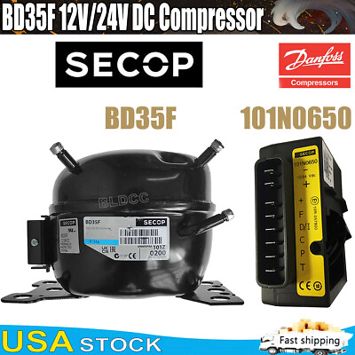 #ad 12V 24V Danfoss Secop BD35F Compressor W 101N0650 Start Unit for Fridge Freezer