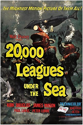 #ad Disney 20000 leagues Under the Sea Movie Poster Vintage