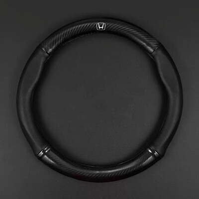 #ad 15quot; Steering Wheel Cover Genuine Leather For Honda Civic Accord CR V Fit Black