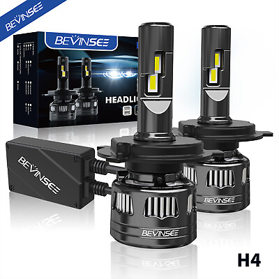 #ad BEVINSEE H4 HB2 9003 LED Headlight Hi Low Beam Bulbs Conversion Kit 30000LM 120W