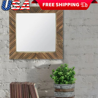 #ad Better Homes amp; Gardens Wood Square Hanging 16quot; Wall Mirror Brown