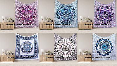 #ad Wholesale Lot 5 PC Indian Mandala Tapestry Wall Hanging Bedspread Queen Bedding