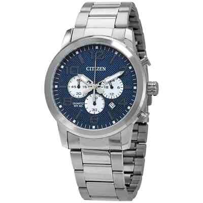 #ad Citizen Men#x27;s Sports Chronograph Quartz Stainless Steel Watch AN8050 51M NEW