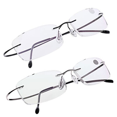 #ad Rectangular Ultralight Rimless Memory Titanium Eyeglass Reading Glasses