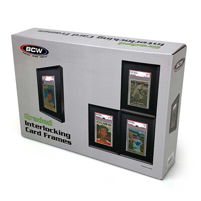 #ad BCW Interlocking Graded Card Frames Black 4 Interlocking Frames per Pack