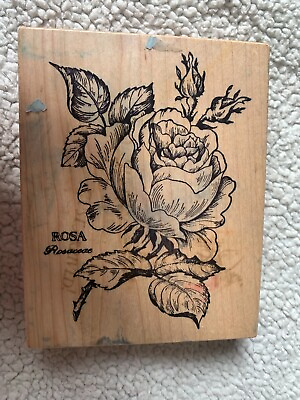#ad PSX Rubber Stamp Rose Flower Rose and Leaves K 1406 4 in X 5 in Flowers