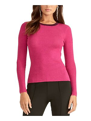 #ad RACHEL RACHEL ROY Womens Pink Glitter Long Sleeve Crew Neck Sweater M