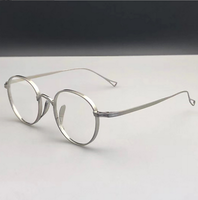 #ad Pure Titanium Glasses Frames Retro Round Vintage Silver Eyeglasses Women Men New