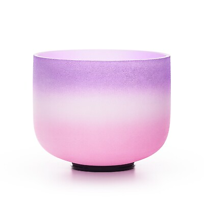 #ad TRAYAYA B Note Chakra Purple white pink Frosted Crystal Singing Bowl 8#x27;#x27;