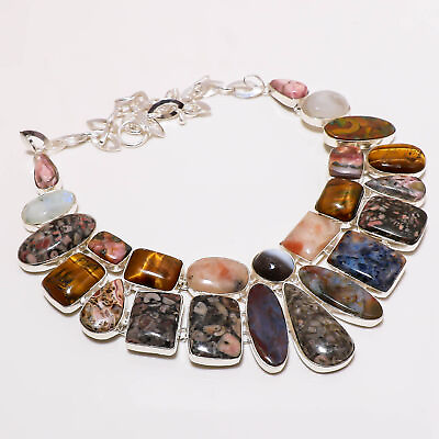 #ad Multi Gemstone Handmade Fashion Engagement Gift Jewelry Necklace 18quot; BN 5399