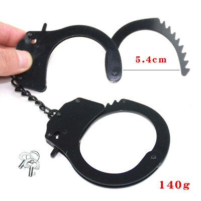 #ad Cytherea Black Metal Steel Handcuffs Professional Double Lock Security Toy