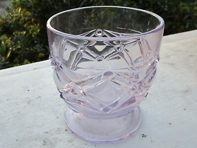 #ad Vintage Sun Purple Glass Footed Candy Dish Pedestal Bowl Diamond 