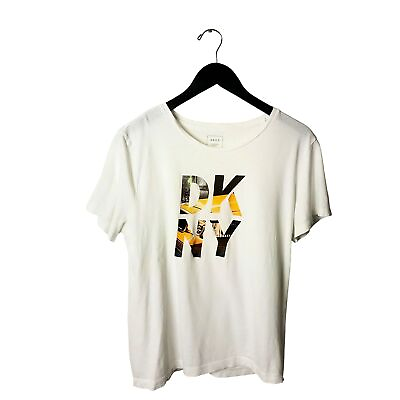 #ad DKNY T Shirt Graphic Tee Top Donna Karan New York Short Sleeve Cotton Solid Logo