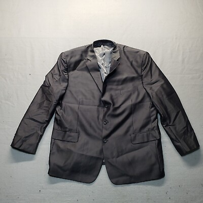 #ad Vinci Gray Silver Suit Jacket Coat 3 Three Button Adult Men#x27;s Size 2XL XXL
