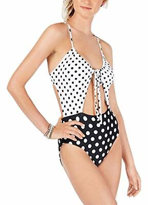 #ad $40 Hula Honey Juniors#x27; Polka Dotted Cutout One Piece in White Black Size XS $13.10