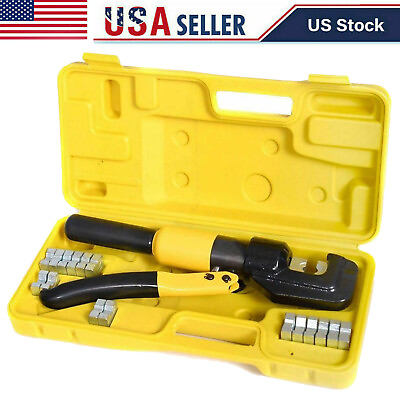 #ad 10 Ton Hydraulic Wire Battery Cable Lug Terminal Crimper Crimping Tool 8 Dies US