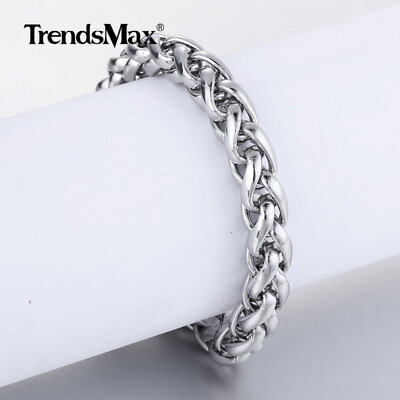 #ad 8MM 8 9 10#x27;#x27; Mens Chain Stainless Steel Braided Wheat Link Bracelet Jewelry Gift
