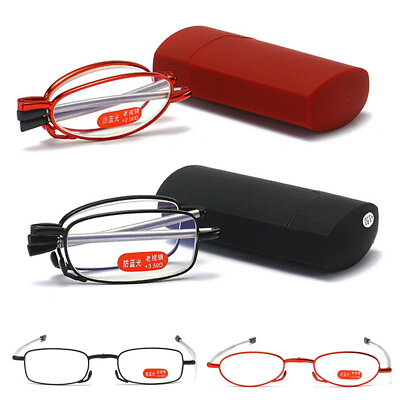 #ad Portable Reading Glasses withCase Retro Telescopic Rotation Far Sight Presbyopia