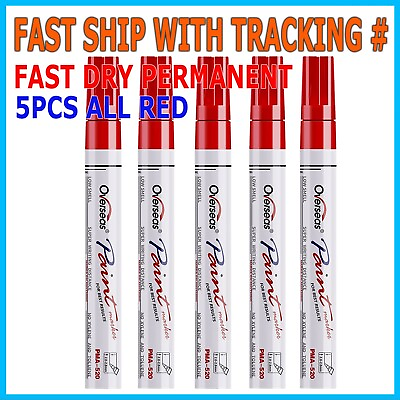#ad 5PC Red Paint Pen Marker Waterproof Permanent Car Tire Lettering Rubber Letter