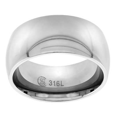 #ad 10 mm Stainless Steel High Polish Comfort Fit Domed Wedding Band Ring
