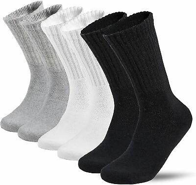 #ad Lot 3 12 Pairs Mens Solid Sports Athletic Work Crew Cotton Socks Size 9 11 10 13
