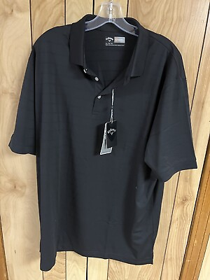 #ad Callaway Shirt Mens X Large Black Short Sleeve Opti Dri NEW Vented Golf Polo