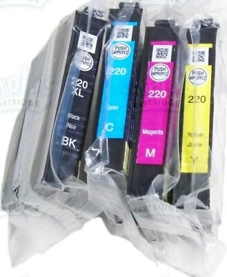 #ad SET New Genuine Epson 220XL 220 Inkjet Cartridges KCMY SEALED BAG NO BOX