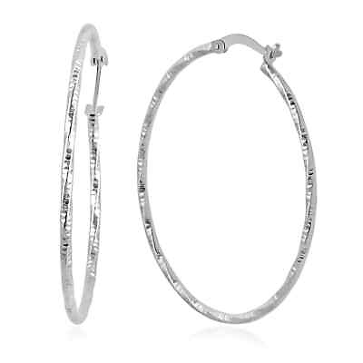 #ad 925 Sterling Silver Hoops Hoop Earrings Gift Jewelry for Women 2.40 Grams