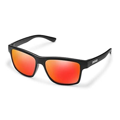 #ad Suncloud A Team Polarized Sunglasses Matte Black Polarized Red Mirror One Size