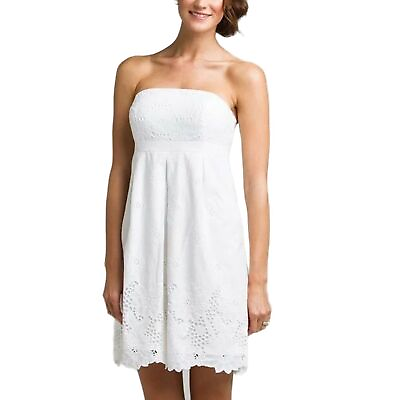 #ad Lilly Pulitzer Betsey White Peek A Boo Floral Eyelet Strapless Dress Size 2