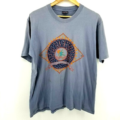 #ad VTG Jansport Men#x27;s Blue Short Sleeve Tropical Sun Graphic T shirt Size Large L