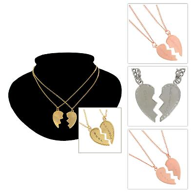 #ad Ky amp; Co Best Friends Broken Heart Pendant Necklace Set Choice Rose Gold Silver