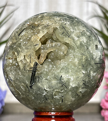 #ad 70mm PREHNITE EPIDOTE SPHERE 💚477g Green Mineral Reiki Chakra Gem Witch Crystal