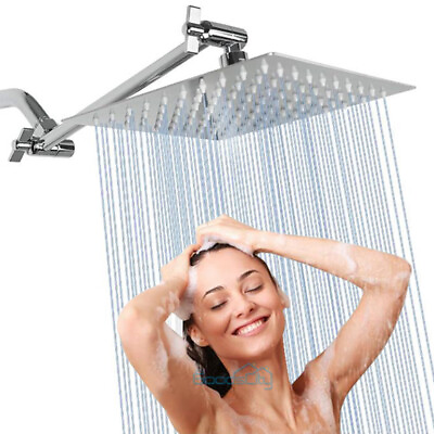 #ad 12 In Square Stainless Steel Rain Shower Head with 11quot; Adjustable Extension Arm