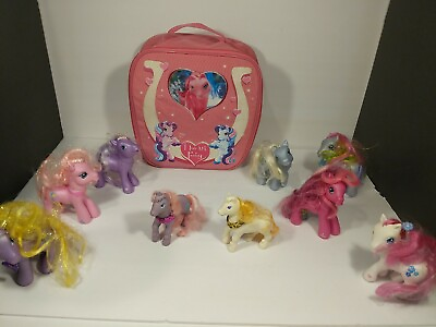 #ad MY LITTLE PONY quot;I LUV MY PONYquot; CASE AND 9 PONIES LOT Vintage up to 2007