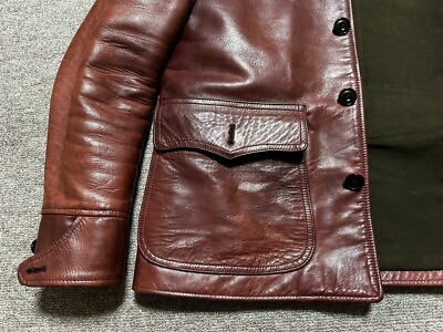 #ad Y2 LEATHER Car Coat Leather Jacket Horse Hide 40 Size