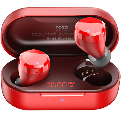 #ad TOZO T12 True Wireless Earbuds Bluetooth 5.3 Digital LED Display IPX8 Waterproof