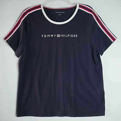 #ad Tommy Hilfiger Mens Size XL T Shirt Navy Blue Cotton Blend
