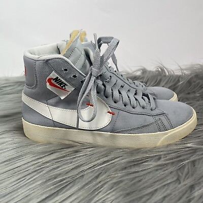 #ad Nike Blazer Mid Rebel Womens Size 8 Shoes Grey White Sneakers