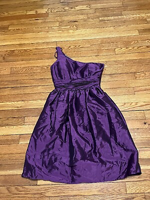 #ad Eliza J One Shoulder Dress Eggplant Purple Short Bridesmaid Wedding Size 6 NWT