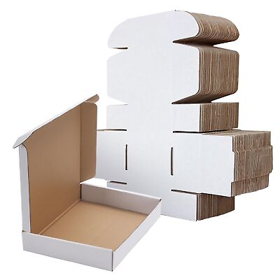 #ad 12x9x2 Shipping Boxes Set of 25 White Corrugated Cardboard Box for Packing