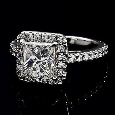 #ad 2 Ct Princess 14k White Gold Plated Lab Created Diamond Women#x27;s Engagement Ring $112.49