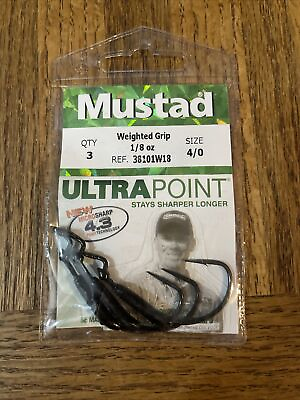#ad Mustad Weighted Grip Hook Size 4 0 Brand New SHIPS N 24 HOURS